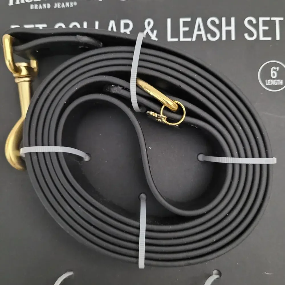 True Religion Pet Leash Set (6' Length) - Black/Gold Accents